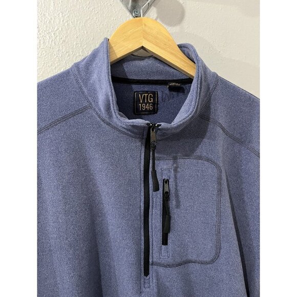 VTG 1946 Sweatshirt Mens XXL Fleece Pullover Blue 1/4 Zip - Picture 3 of 6